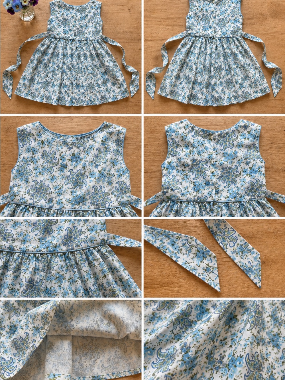 Vintage Blue & White Floral Girls Dress - Picture 2 of 2